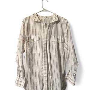 Giorgio Armani White and blue striped button up shirt